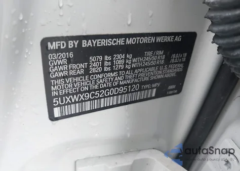 2016 BMW X3 xDrive28I from USA, damaged, VIN 5UXWX9C52G0D95120